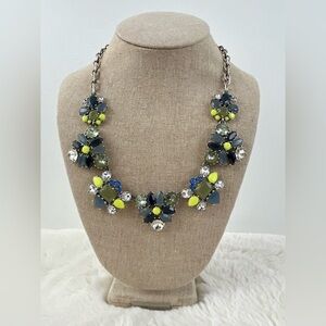 STELLA & DOT Elodie Silvertone  Floral Statement Necklace